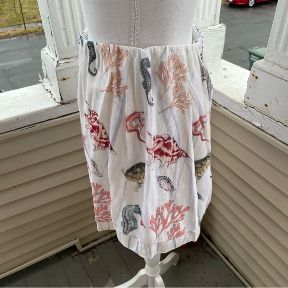 Club Monaco Lynix Seashell Print Summer White Silk Skirt Size 4 - Picture 6 of 13